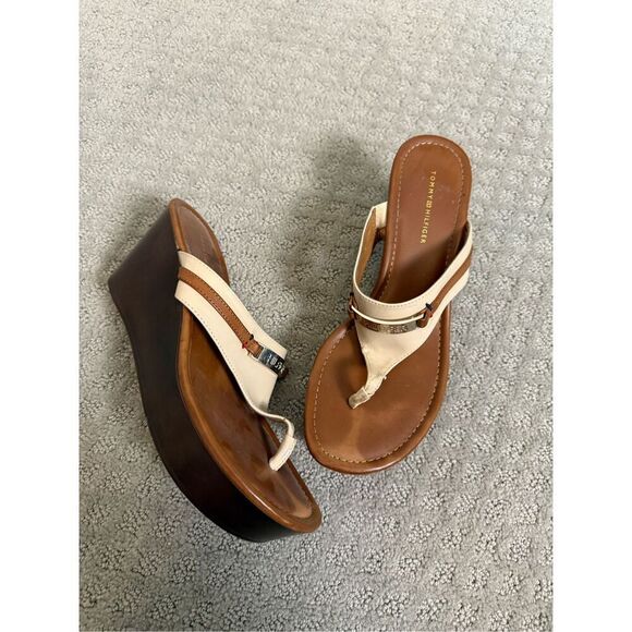 Tommy Hilfiger Siesta Wedge Leather Flip Flops size 8 - Picture 1 of 7